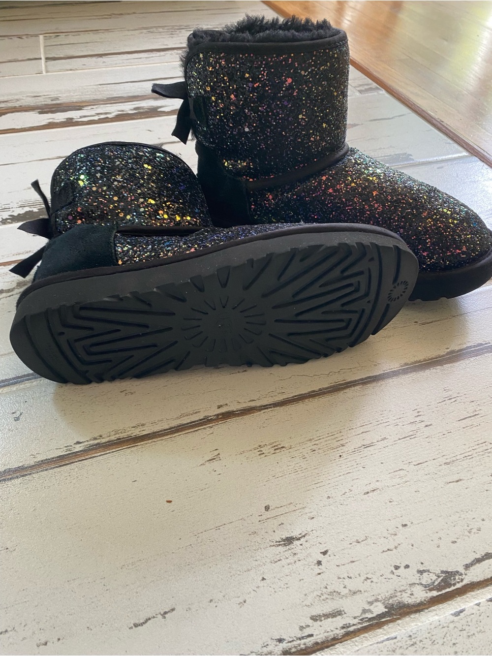 Bailey Bow Sparkly Black Ugg Boots
